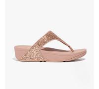 Fitflop Women's Lulu Glitter Toe-Thongs Wedge Sandal, Rose Gold, 5 UK