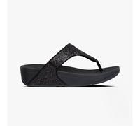FitFlop LULU GLITTER Womens Toe Post Sandals Black Glitter - UK 8