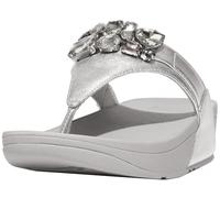 Fitflop LULU JEWEL-DELUXE METALLIC-LEATHER Womens Toe Post Sandals Silver