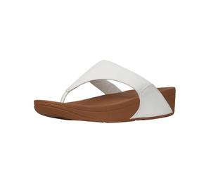 Fitflop Lulu Leather Toepost Womens Platform Sandals in White | Lightweight summer walking sandals with cushioned comfort, arch support and grip