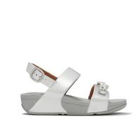 Fitflop Lulu Leather Ultra-Jewel Metallic Back- Strap Sandals PLATINO SIZE 4
