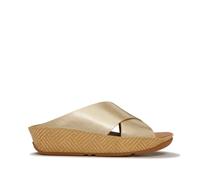 Womens FitFlop Lulu Graphic-Weave Slides Soft Leather Open Toe Summer Sandals