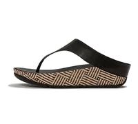 FitFlop Lulu Lux Graphic-weave Leather Toe-post Sandals, Black, 10