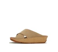 FitFlop Lulu Lux Graphic Weave Suede Cross Sandals, Beige, Size 4, Women Beige