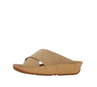 FitFlop Lulu Lux Graphic-weave Suede Cross Slides, Cappuccino, 7.5