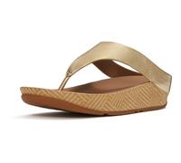 Fitflop Lulu Lux Graphic-Weave Toe-Post Leather Womens Platino Sandals - Gold - Size UK 6
