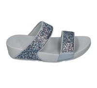 FitFlop Lulu Multi Tonal Glitter Slides Polyurethane Women's Slip On Sandals - Quiet Blue - Size:UK 5.5