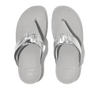 Fitflop LULU PADDED-KNOT METALLIC-LEATHER Womens Toe Post Sandals Silver