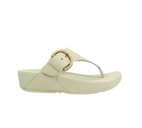 Fitflop Women's LULU Resin-Buckle Leather Toe-Post Sandals, Beige, 7 UK