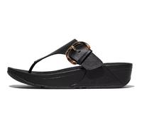 Fitflop Women's LULU Resin-Buckle Leather Toe-Post Sandals, Black, 8 UK