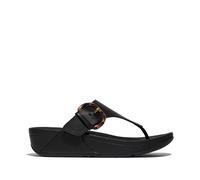 Fitflop Lulu Resin Buckle Leather Toe-Post Sandals PARIS BEIGE SIZE 4