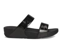 FitFlop Lulu Sequin Slides Polyurethane Women's Slip On Sandals - All Black - Size:UK 5