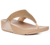 Fitflop Lulu Shimmerlux Toe Post Crystal Slide Womens Sandal In Lattee UK 3 - 8