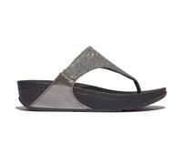 FitFlop Lulu Shimmerlux Toe Post Synthetic Women's Wedge Sole Sandals - Pewter - Size:UK 6