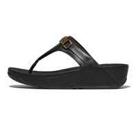 Fitflop Women's LULU Square-Chain Leather Toe-Post Sandals, Black, 6 UK