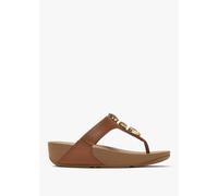 FITFLOP Lulu Ultra Jewel Deep Tan Leather Toe Post Sandals Size: 4, Co