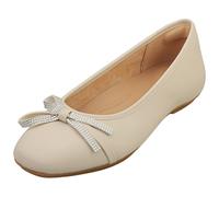 Fitflop Women's DELICATO Glitz-Bow Leather Ballet Flats Paris Beige UK 7