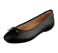 FitFlop Delicato BOW Womens Leather Slip-On Slip Resistant Black Ballerina Shoes