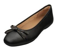 DELICATO Glitz-Bow Leather Ballet Flats Black