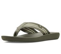 FitFlop Men's Iqushion Two-stripe Webbing Flip-flops, Deep Olive/Sage Green, 11
