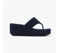 Fitflop Platfforms Denim Womens Toe-post Sandals Dark - Blue Textile - Size UK 5