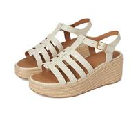 Fitflop Women's PLATFFORMS ESPADR. Leather Fisherman Wedge Sandals, Beige, 6 UK