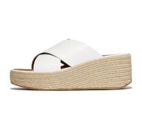 FitFlop Platfforms Espadrille Leather Wedge Cross Slides, Urban White, 9