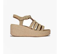 Fitflop Platfforms Espadrilles Womens Ankle Strap Sandals Cappuccino - Brown Leather - Size UK 6