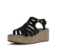 FitFlop Platfforms Graphic-weave Suede Fisherman Sandals, Black, 5