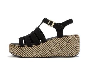 FitFlop Platfforms Graphic-weave Suede Fisherman Sandals, Black, 6