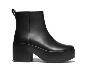 Fitflop Platfforms Heeled Leather Women's Black Boots - UK 5