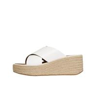 FitFlop Platfforms Leather Cross Wedge Espadrilles, Urban White, 41.5 EU