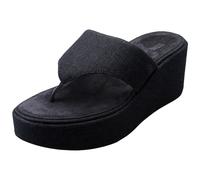 FitFlop PLATFFORMS womens Toe Post, Dark Denim, 6 UK