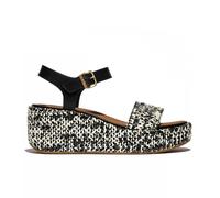 Fitflop Platfforms Wedge | Black/Ivory | Womens Two Toned Wedge Sandals
