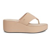 FitFlop Platfforms Wedge Toe Post Fabric Synthetic Women's Slip On Sandals - Classic Beige - Size:UK 5