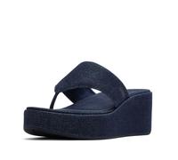 Fitflop Denim Platform Toe Post Wedge Sandals Blue EU 38 Woman