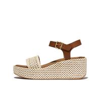 Fitflop Platfforms Woven Wedge Ankle-Strap Sandals BLACK IVORY MIX SIZE 7