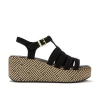 Fitflop Platforms Graphic Weave Leather Fisherman Sandals BLACK SIZE 6