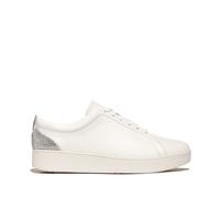 Fitflop Rally Crystal-backtab Womens Trainers Urban White/silver Leather - Size UK 6