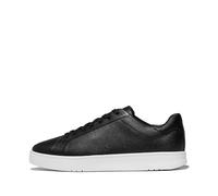 Fitflop Rally II Mens Tumbled-Leather Sneakers, Black, 11.5 UK