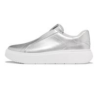 FitFlop RTG Women's Leather Laceless Sneakers, silver, 8 UK
