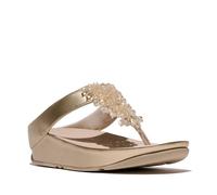 FitFlop Rumba Iridescent Beaded Toe-Post Sandals, Color: Metallic Midnight Navy (E4X-B84), Platino, 6