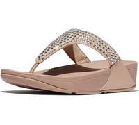 FITFLOP SIZE 6.5 8 LULU MAXI CRYSTAL CLASSIC BEIGE TOE POST TONING FLIP FLOPS
