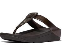 Fitflop Women's FINO Crystal Detail Toe-Post Sandals, Metallic Chocolate Brown, 6.5 UK