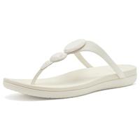 FitFlop Sandals Solay Glossy-Disc Toe-Post Cream Size 7