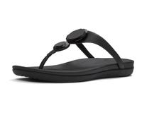 FitFlop Solay Glossy-Disc Toe-Post Sandals, Black, 5