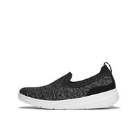 Fitflop Women's Super-Q Knit Slip-ONS Sneaker, Black/Silvereen, 5 UK
