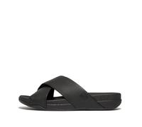 Fitflop Cross Slides Surfer Tumbled Leather Black Men Size 8