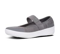 FitFlop Womens Uberknit Metallic Weave Mary Jane Shoes Charcoal/Metallic Pewter 5.5
