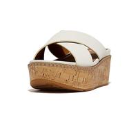 FitFlop Eloise Leather/cork Wedge Cross Slides - Urban White, White, Size 7, Women White